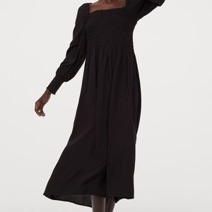 New H&M smock detail midi dress long sleeve